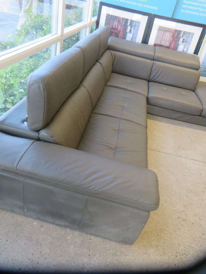 119"W L-Shape Leather Sofa