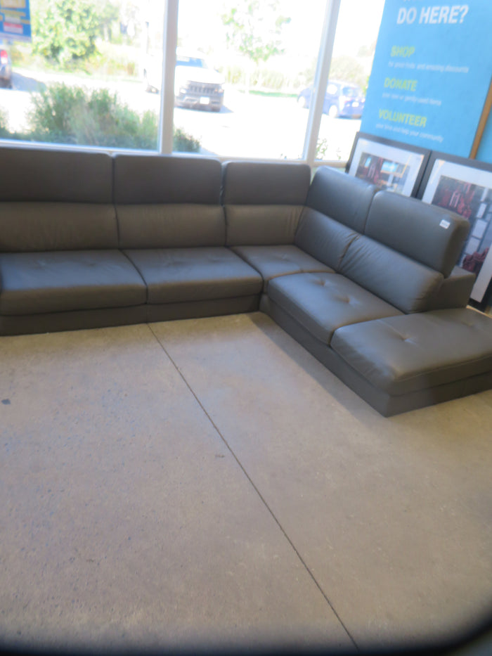 119"W L-Shape Leather Sofa