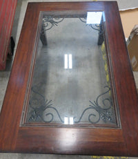 Dark Wood Coffee Table with Glass Top