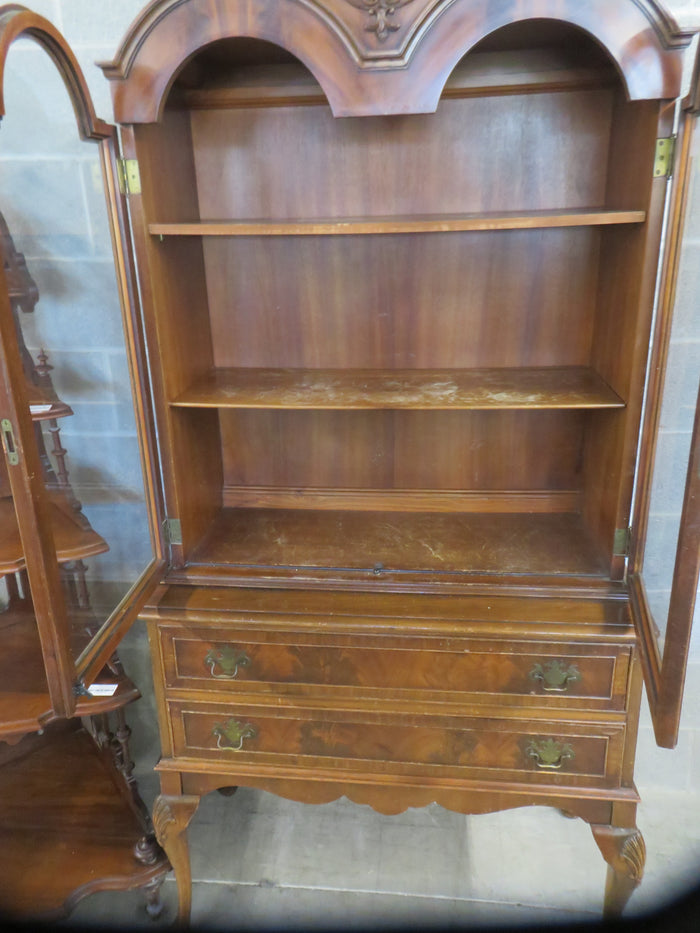 36"W 1-Piece Solid Wood China Cabinet with Glass Doors