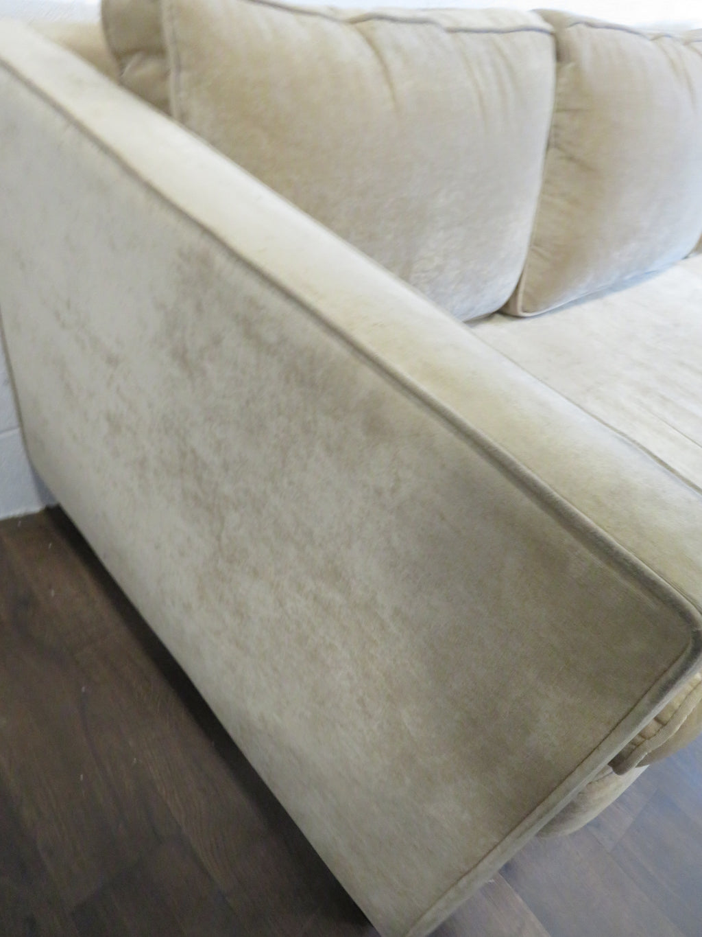 Beige 3-Seat Sofa with High Arms