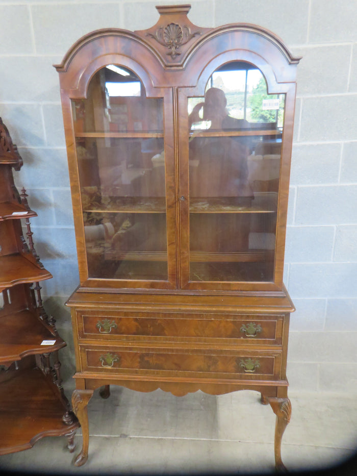 36"W 1-Piece Solid Wood China Cabinet with Glass Doors