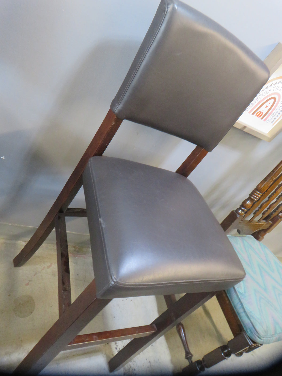 18"W Barstool With Leather Seat