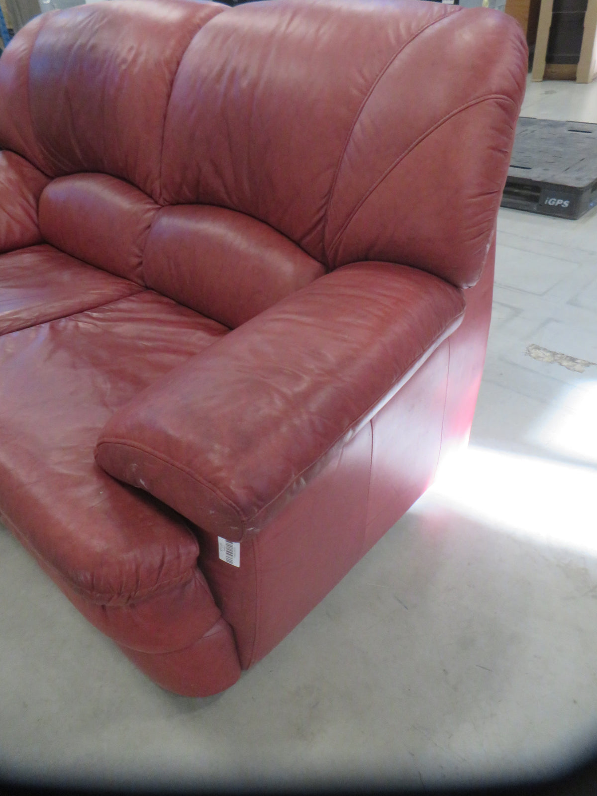 64"W Brown Leather Love Seat