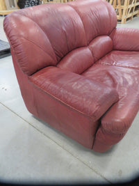 64"W Brown Leather Love Seat