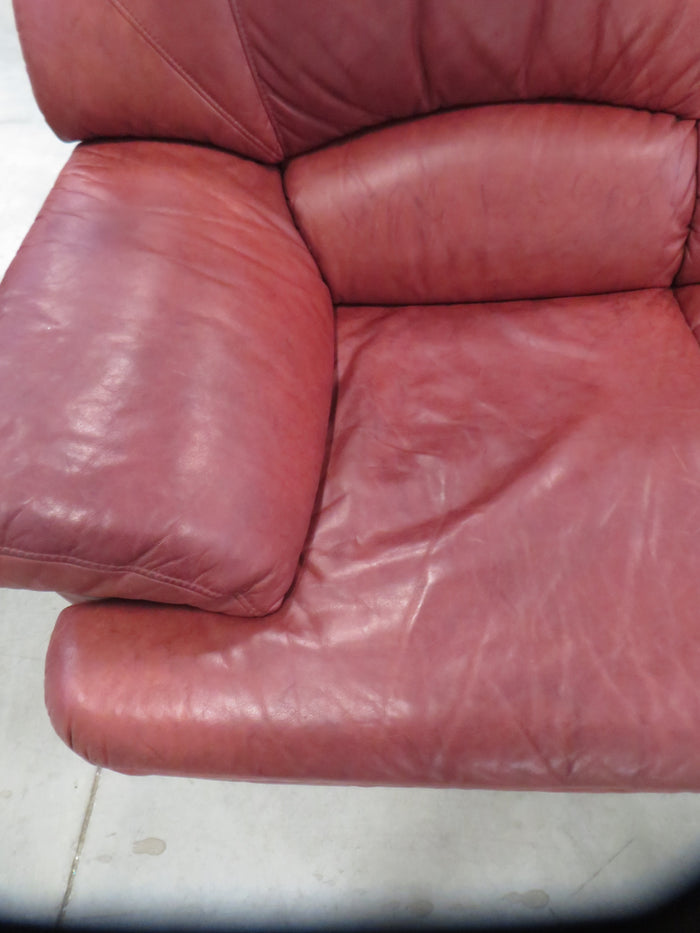 64"W Brown Leather Love Seat