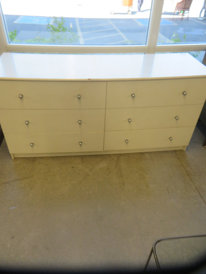 63"W 6-Drawer White Dresser