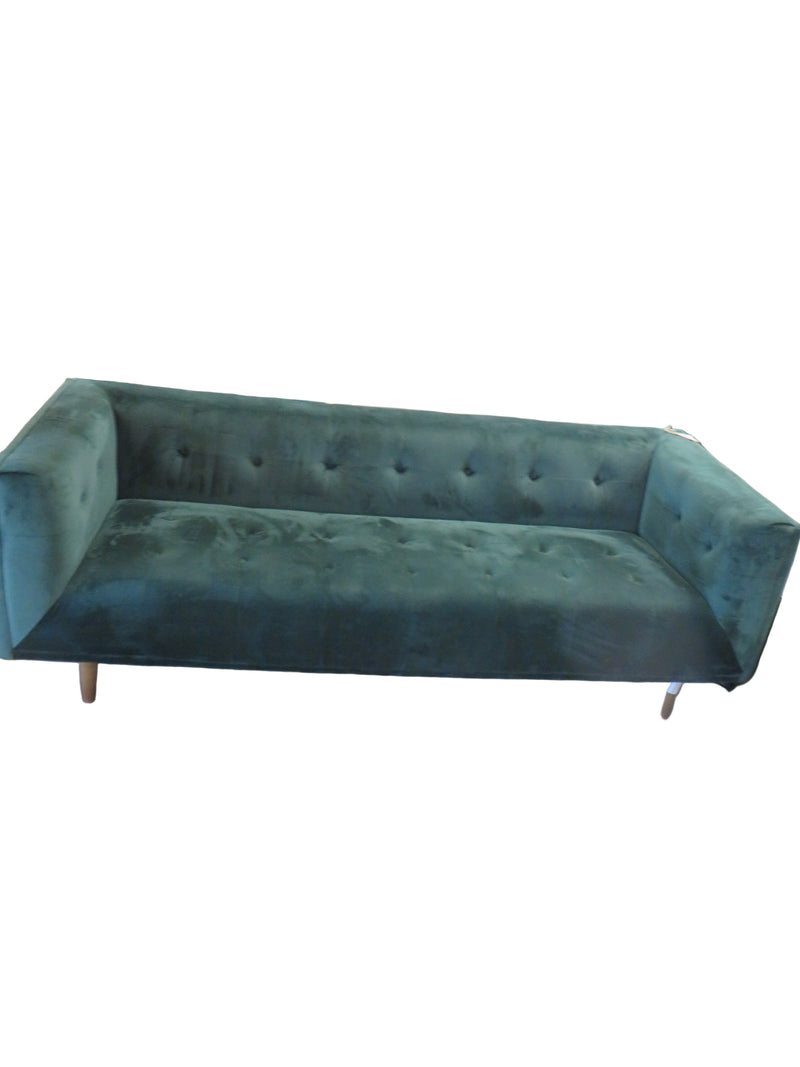 83"W Green Velvet 3-Seater Sofa