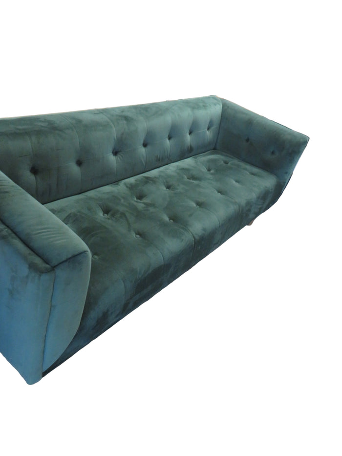 83"W Green Velvet 3-Seater Sofa