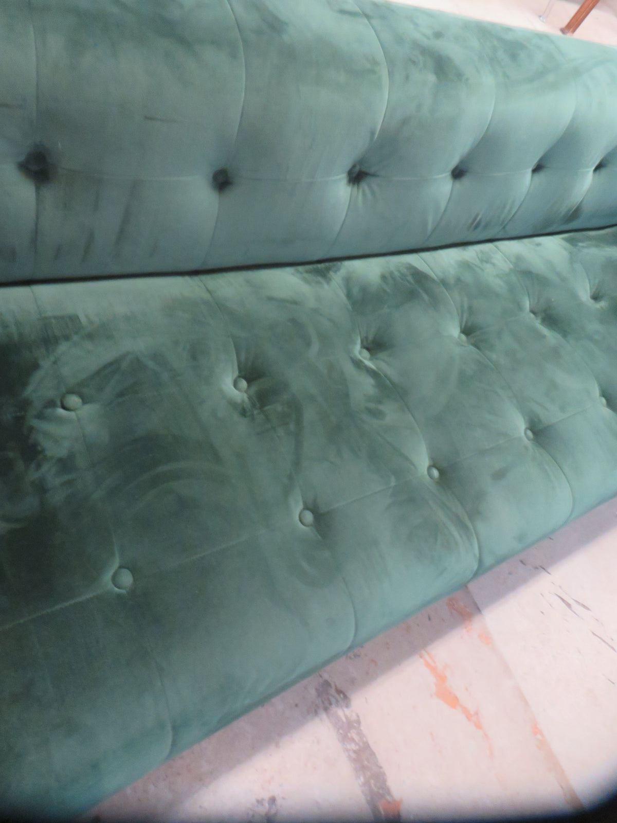 83"W Green Velvet 3-Seater Sofa