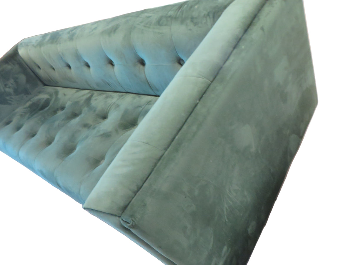 83"W Green Velvet 3-Seater Sofa