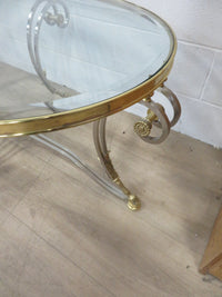 Metal Frame Coffee Table with Beveled Glass Top