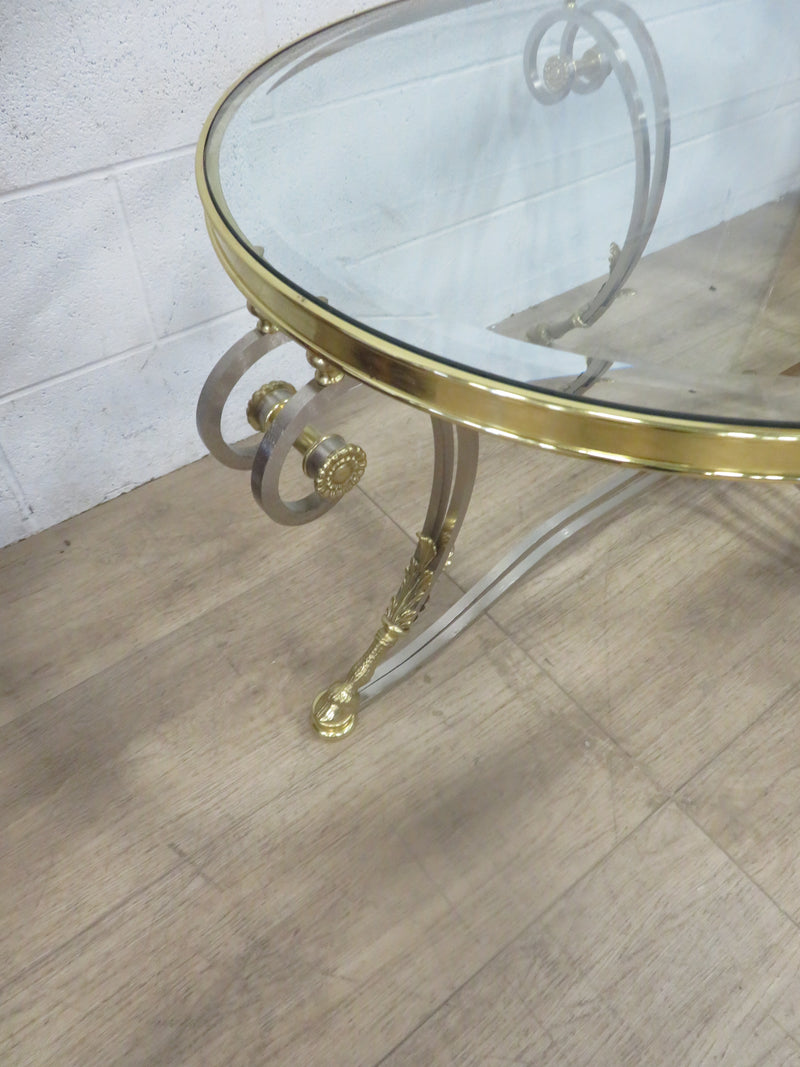 Metal Frame Coffee Table with Beveled Glass Top