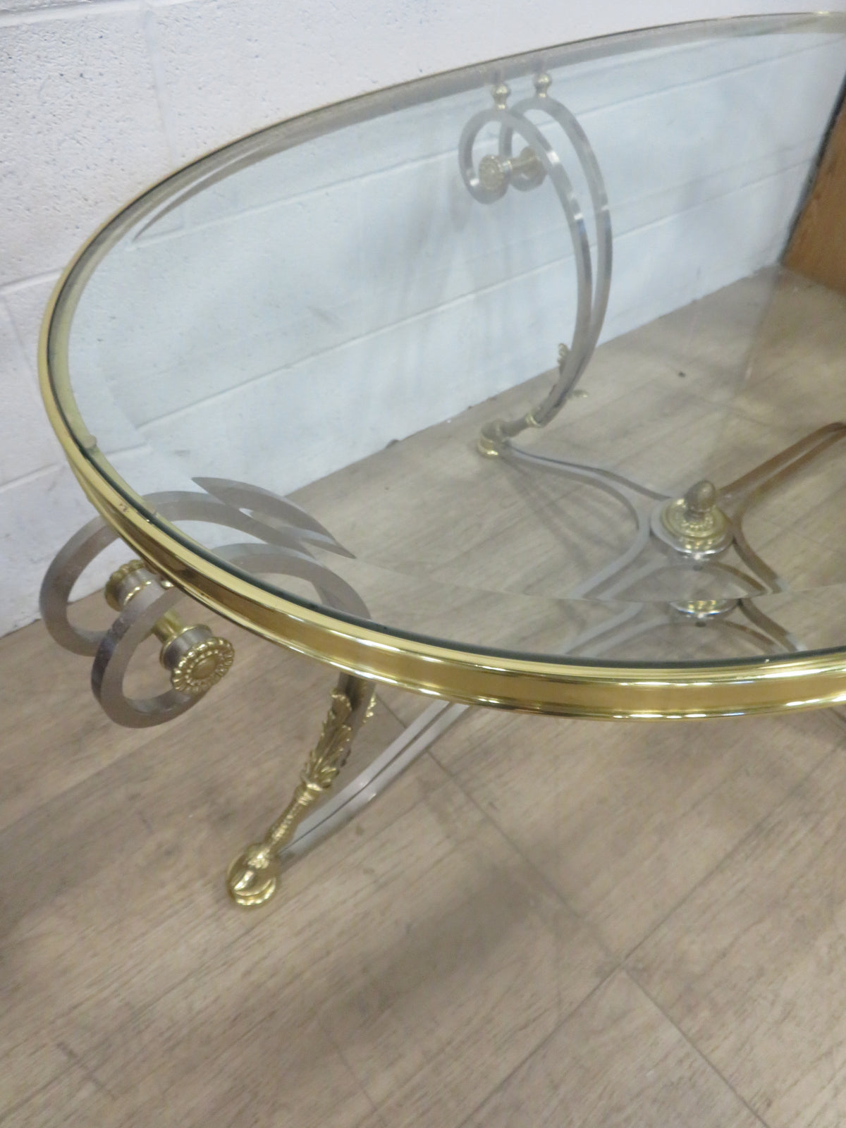 Metal Frame Coffee Table with Beveled Glass Top