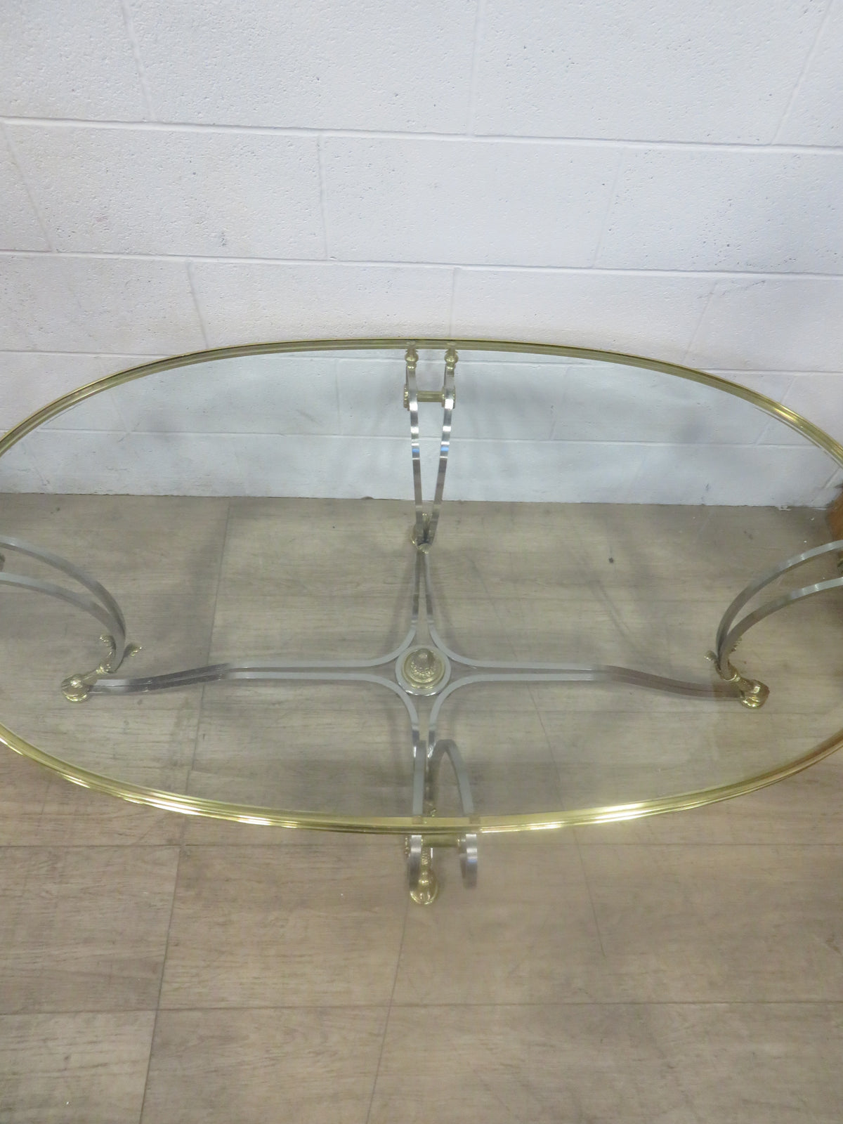 Metal Frame Coffee Table with Beveled Glass Top