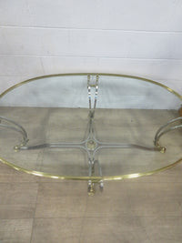 Metal Frame Coffee Table with Beveled Glass Top