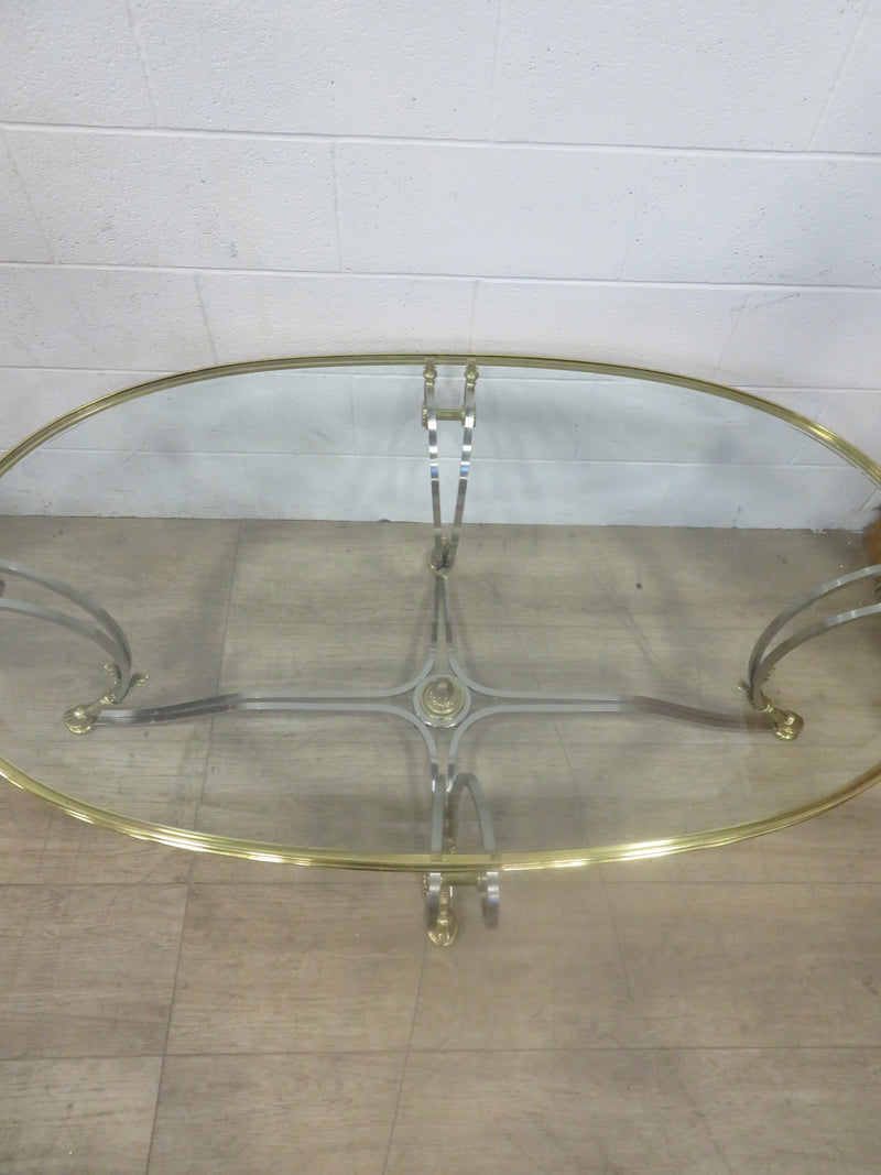 Metal Frame Coffee Table with Beveled Glass Top