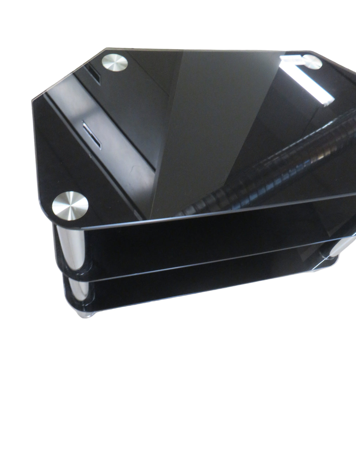 31.5"W Black Glass Table