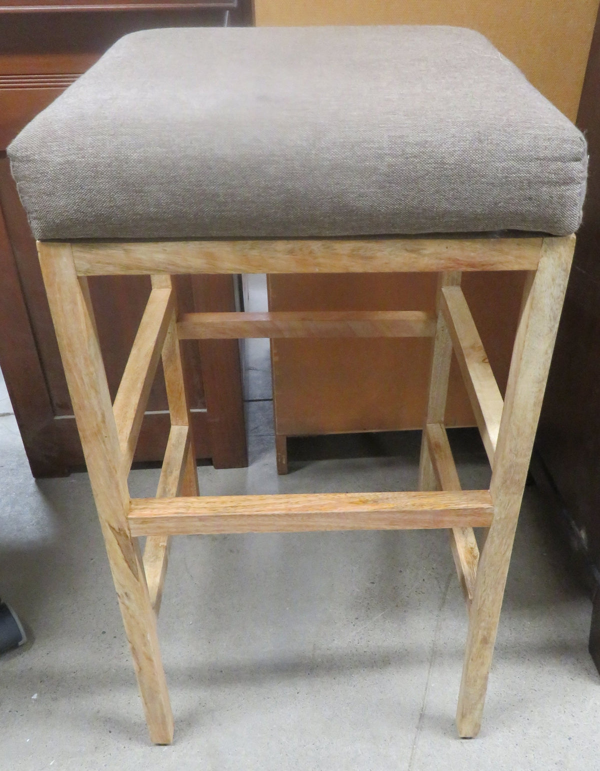 Grey-Brown Fabric Square Dining Bar Stool