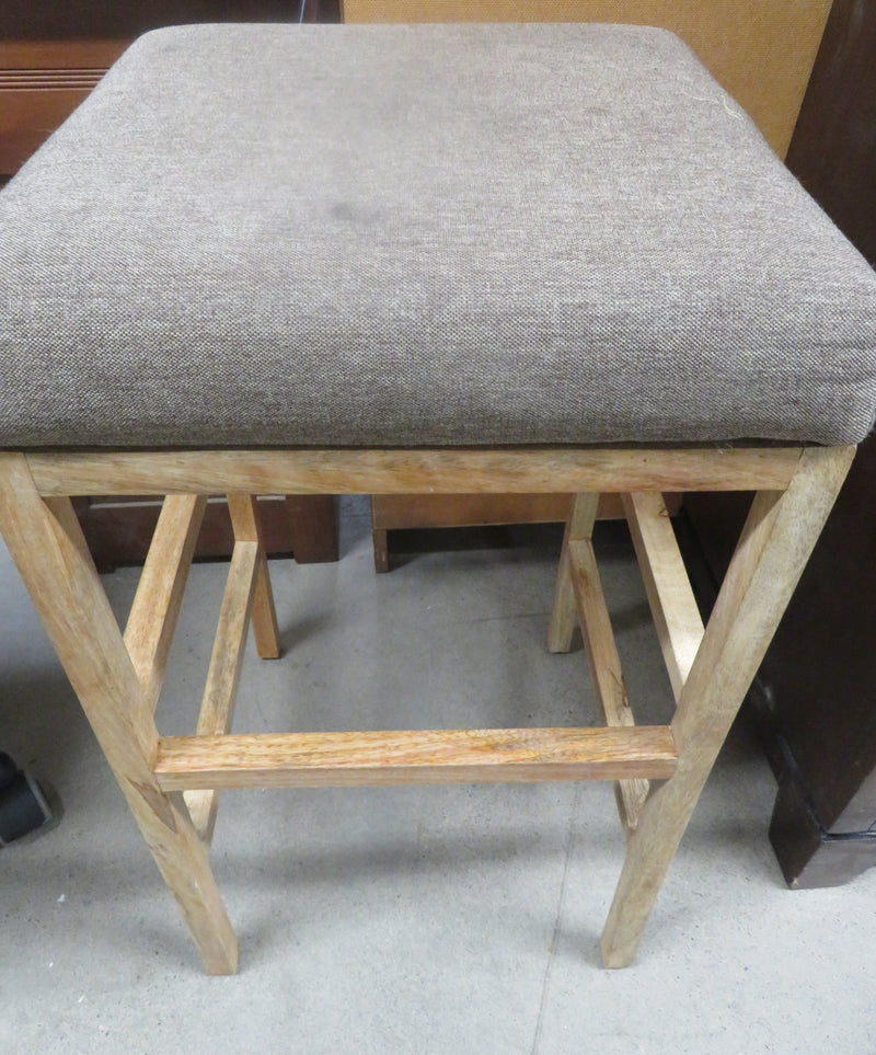 Grey-Brown Fabric Square Dining Bar Stool