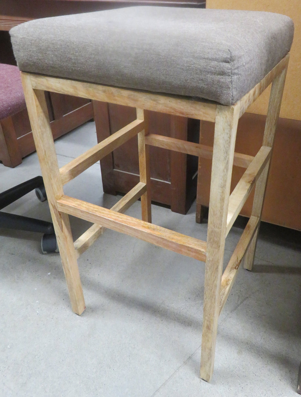 Grey-Brown Fabric Square Dining Bar Stool