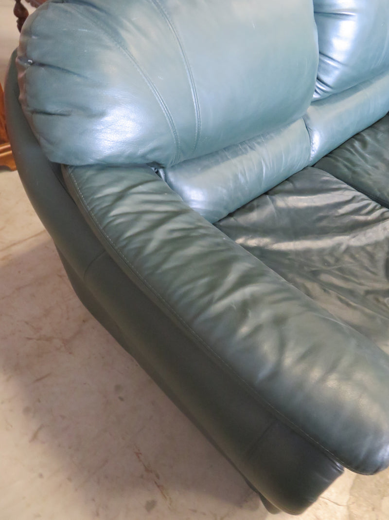 Love Seat in Green Leather