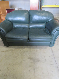 Love Seat in Green Leather