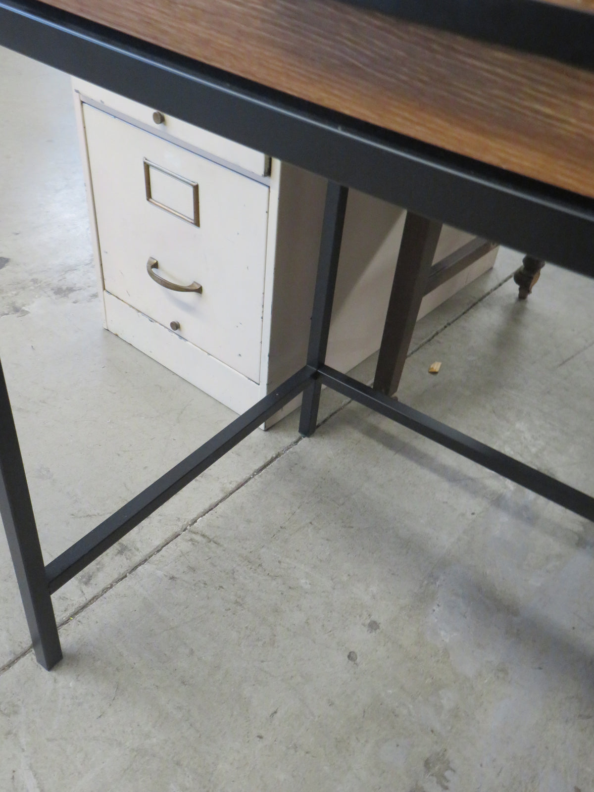 47.5"W Wood Office Table With Metal Frame