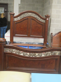 66"W Antique Wooden Bed Frame - Queen
