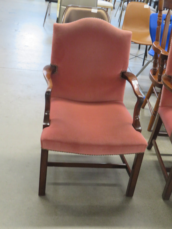 24"W Wooden Chair With Pinkesh Fabric