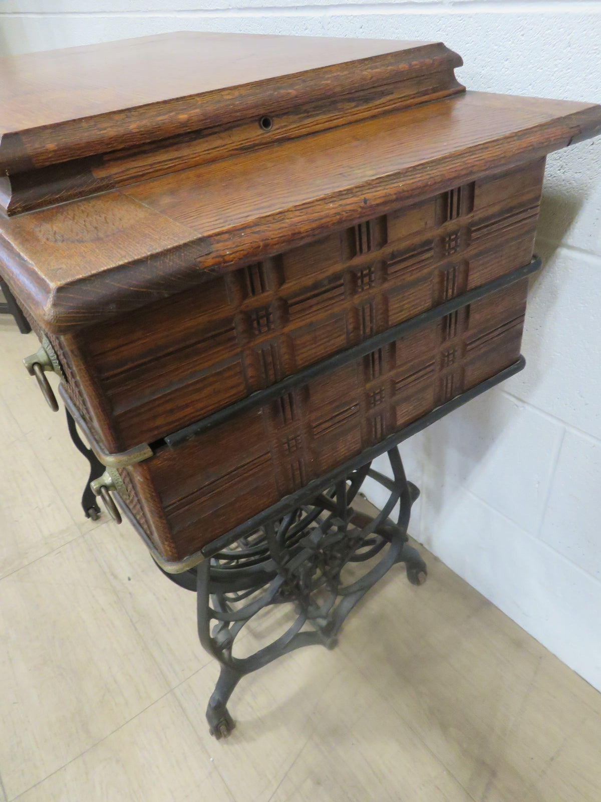 Antique Sewing Machine and Table