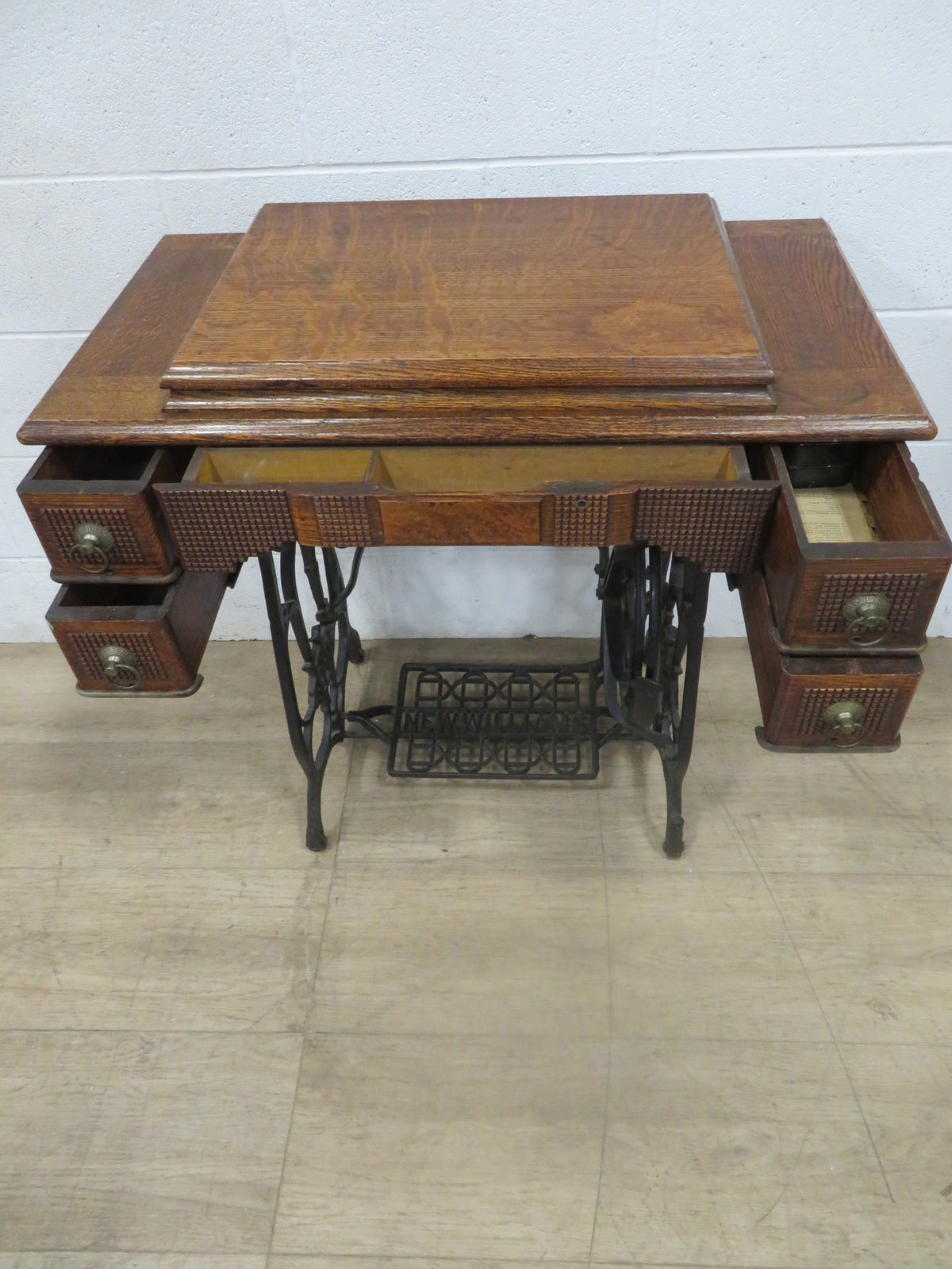 Antique Sewing Machine and Table