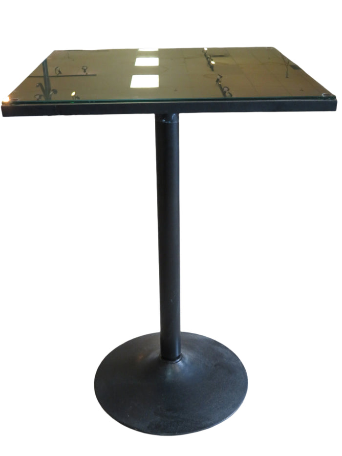 Black Bar-Height Table with Glass Top