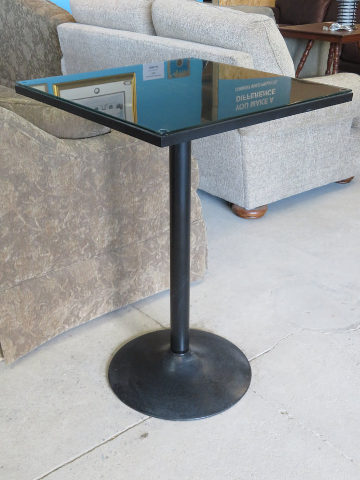 Black Bar-Height Table with Glass Top