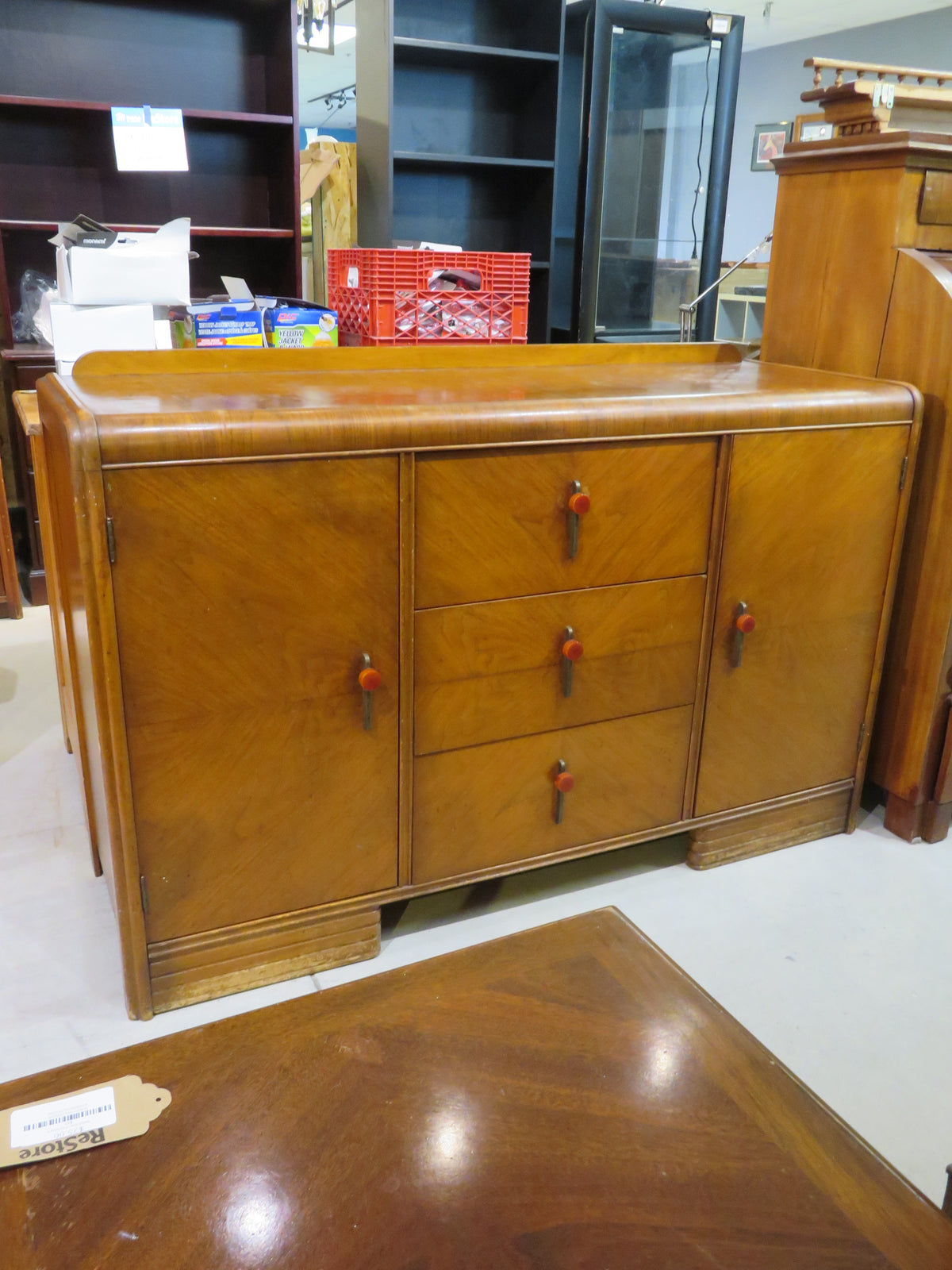 Vintage Waterfall Sideboard with 2 Doors and 3 Drawers