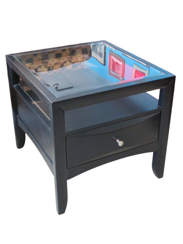 Black Glass Top Side Table