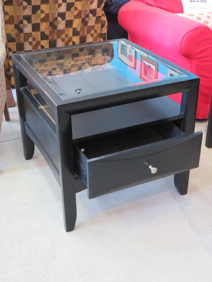 Black Glass Top Side Table