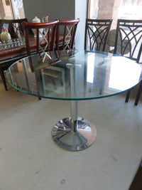 Round Glass Table with Metal Base