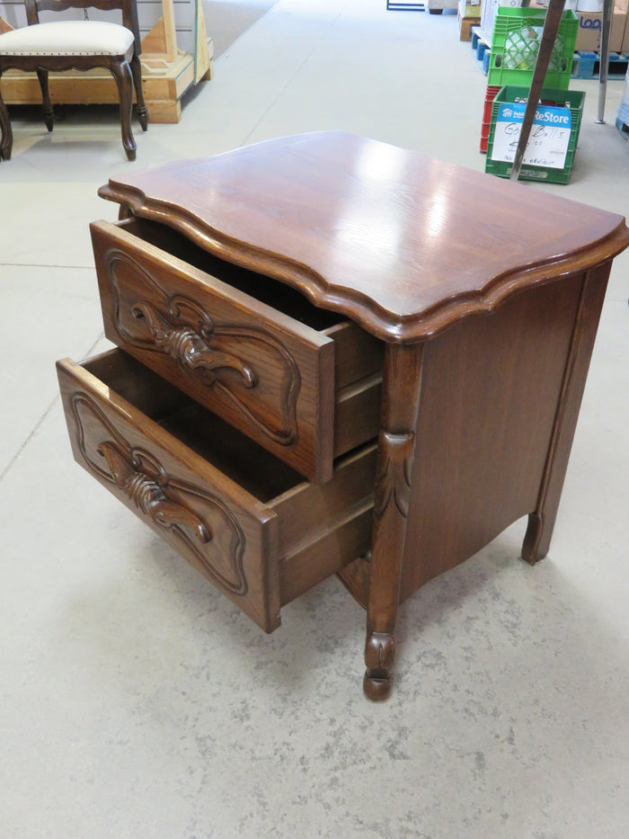 Wood Nightstand with 2 Drawers