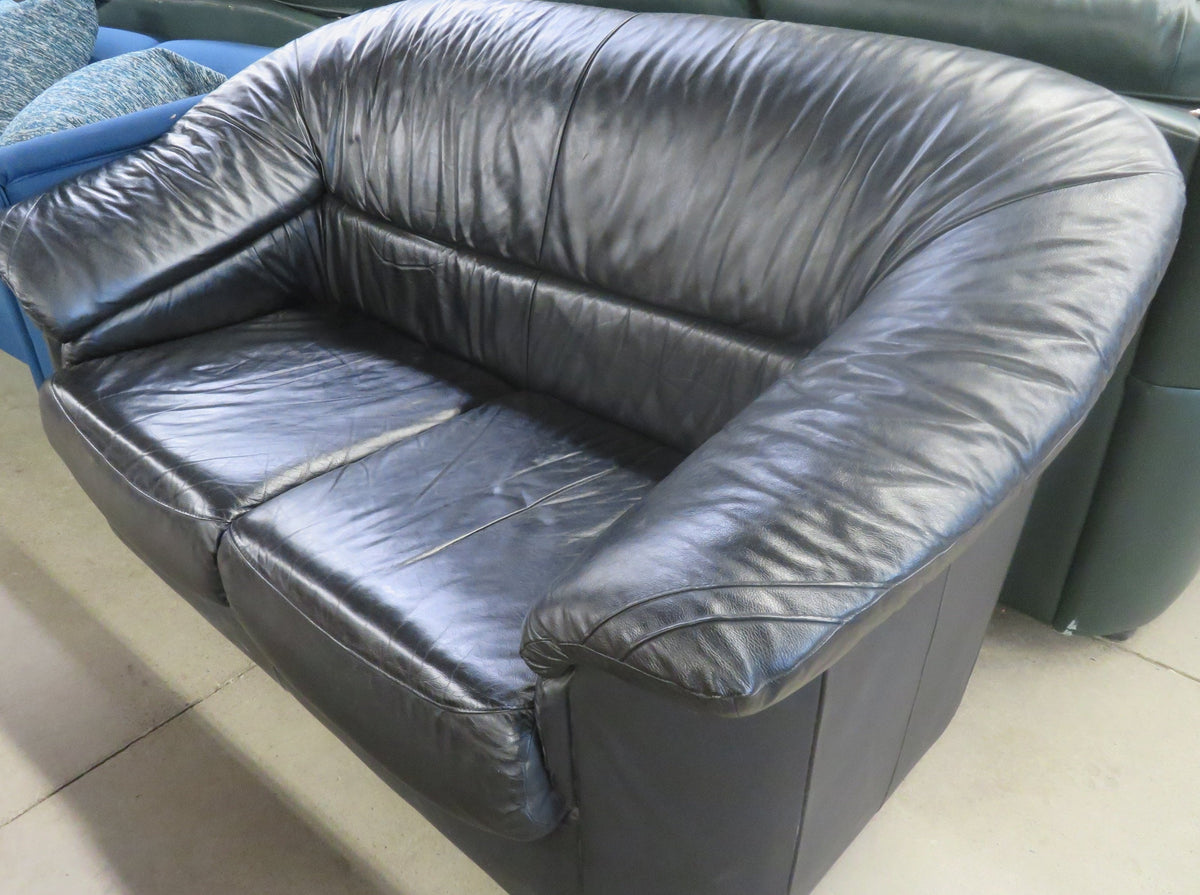 Black Leather Love-seat