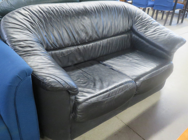 Black Leather Love-seat