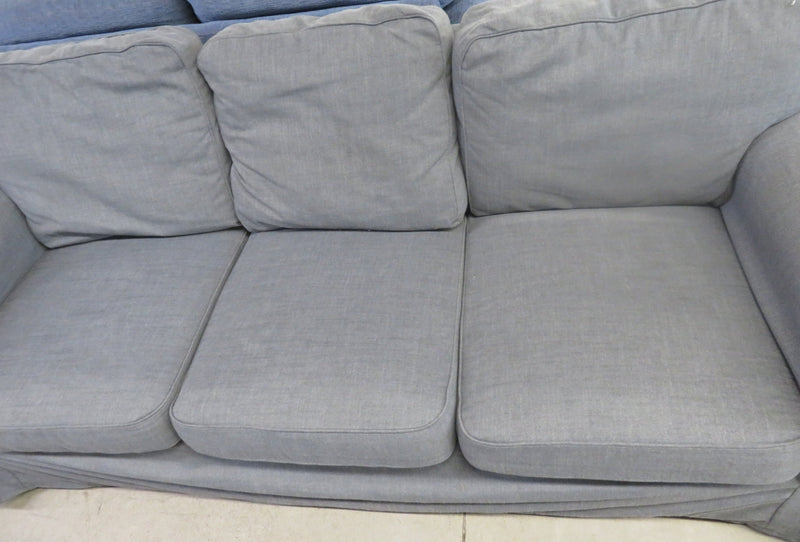 Grey fabric three-seat sofa