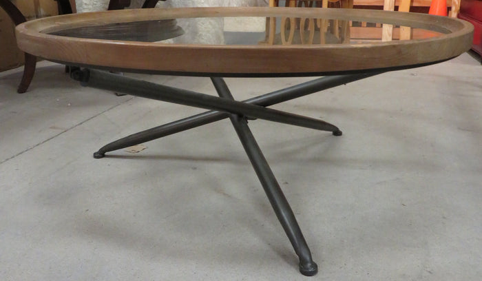 Glass-Top Coffee Table with Metal Legs