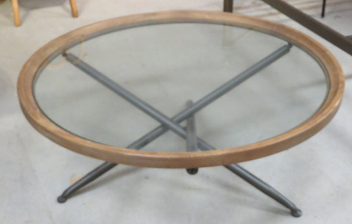 Glass-Top Coffee Table with Metal Legs