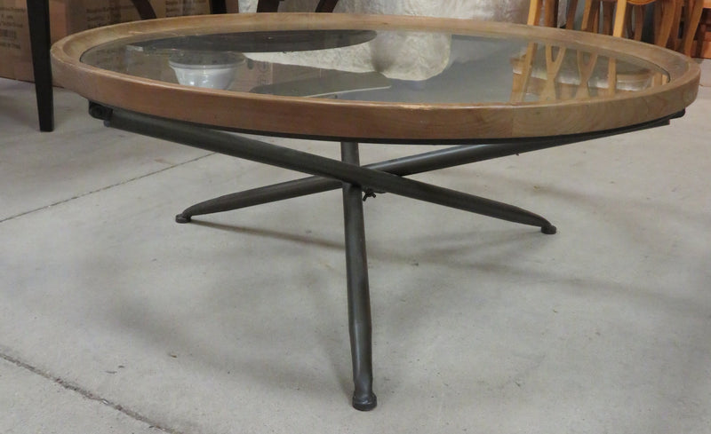 Glass-Top Coffee Table with Metal Legs