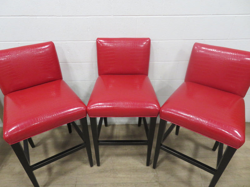 Set of 3 Red Counter Height Stool