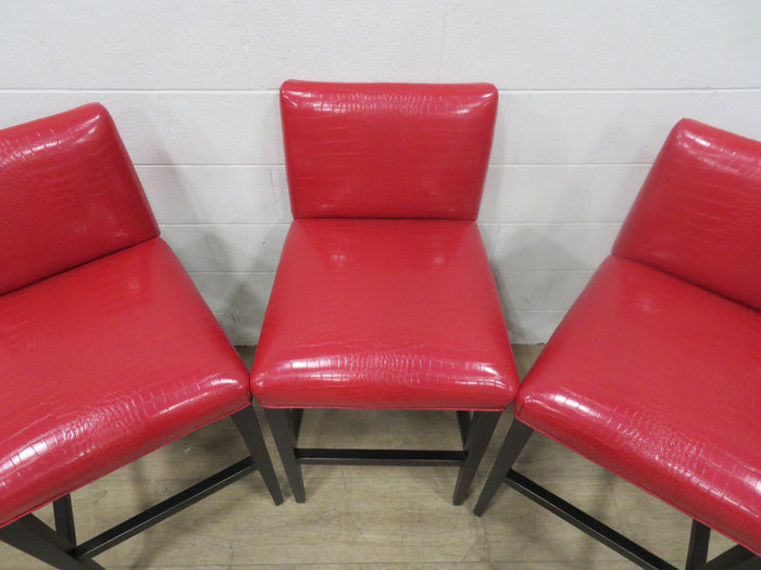 Set of 3 Red Counter Height Stool