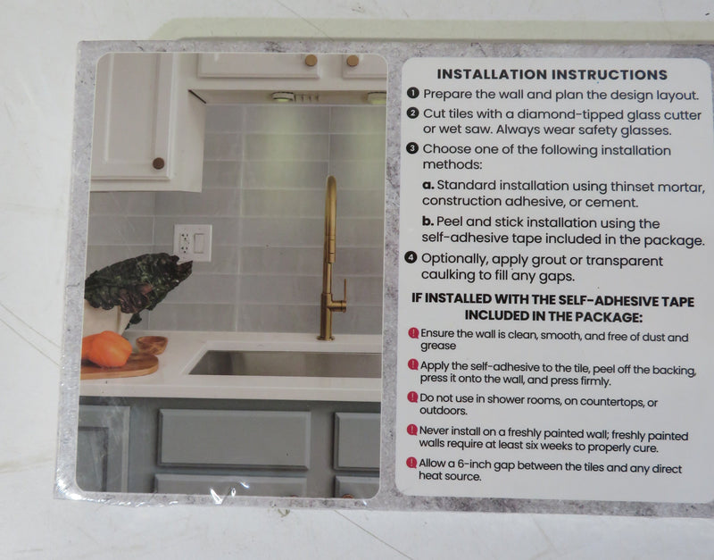 LuxySplash Soft Grayish Textured Glass Subway Wall Tile 4" x 12" (3 Pieces, 1 Sq. Ft./Pack)