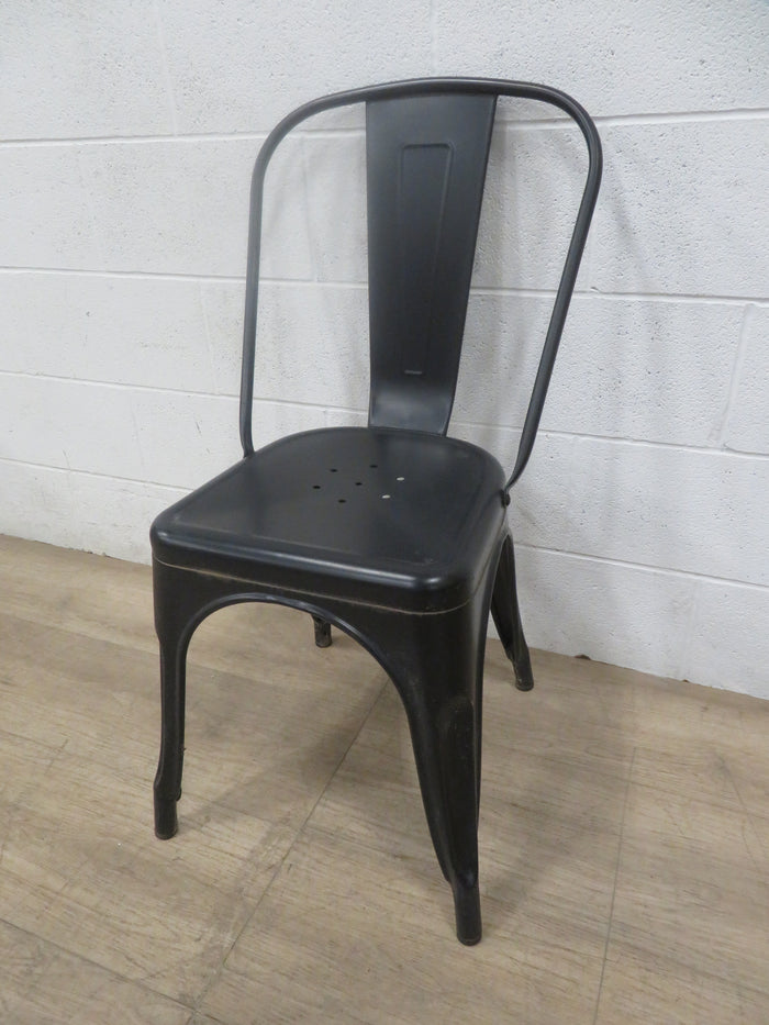 Distressed Black Metal Chair