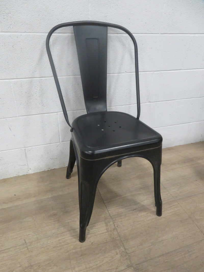 Distressed Black Metal Chair